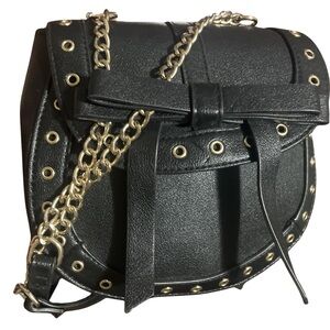 Express Faux Leather Bow & Grommet Crossbody Bag
